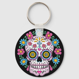 Dia de los Muertos Sugar Skull Key Ring