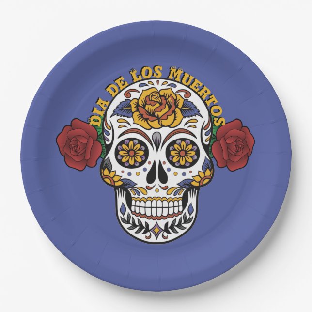 Dia de los Muertos Sugar Skull Paper Plate (Front)
