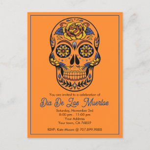 Dia De Los Muertos Sugar Skull Party Invitation Postcard
