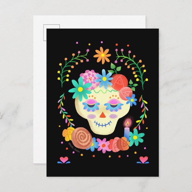 Día de los Muertos Sugar Skull Postcard (Front/Back)