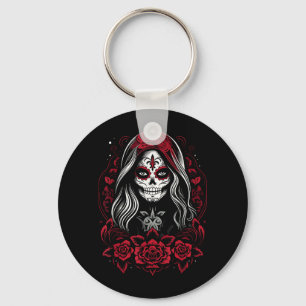 Dia De Los Muertos Sugar Skull Skeleton Mexican Key Ring