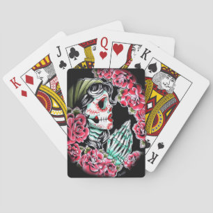 Dia De Los Muertos Sugar Skull Tattoo Flash Playing Cards