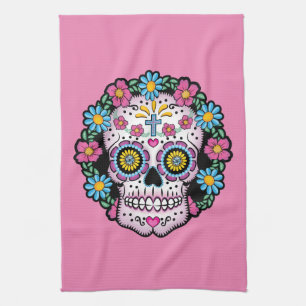 Dia de los Muertos Sugar Skull Tea Towel