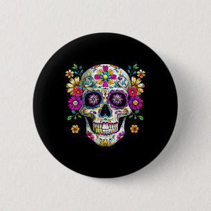 Dia De Los Muertos Sugar Skull Tee Cinco De Mayo 6 Cm Round Badge