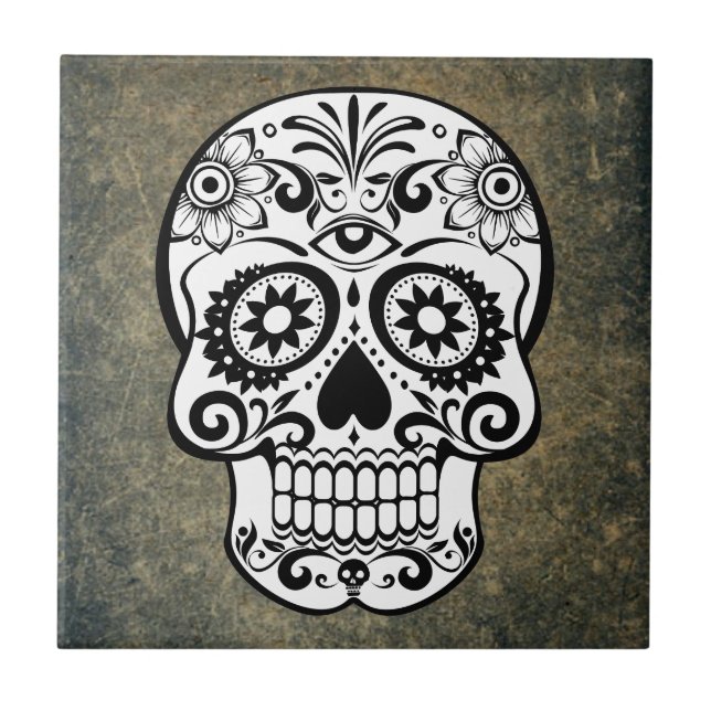 Dia De Los Muertos Sugar Skull Tile (Front)