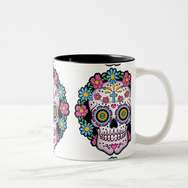 Dia de los Muertos Sugar Skull Two-Tone Coffee Mug (Right)