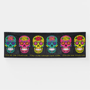 Día de los Muertos Sugar Skulls Custom Text Banner