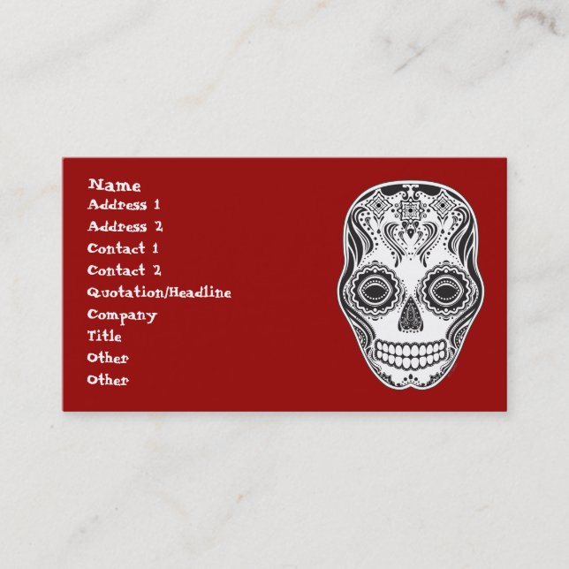 Dia de los Muertos That Girl Skull Business Card (Front)