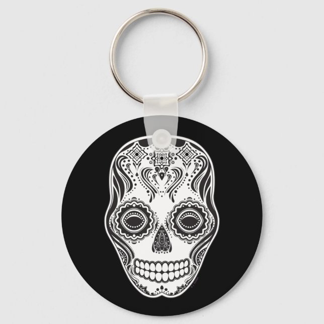 Dia de los Muertos That Girl Skull Key Ring (Front)