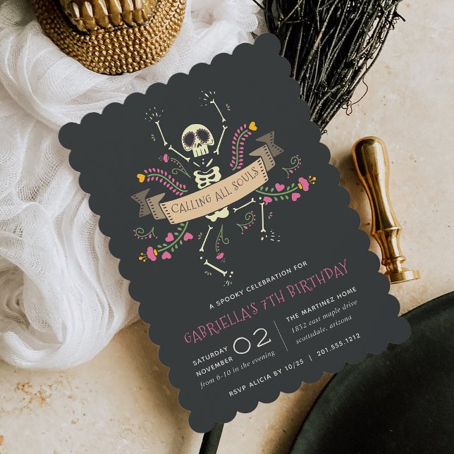 Día de los Muertos Theme Kids Birthday Party Invitation (Creator Uploaded)