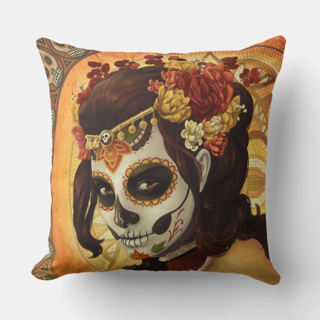 Dia De Los Muertos Throw Pillow (Front)