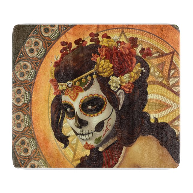 Dia De Los Muertos Throw Pillow Cutting Board (Front)