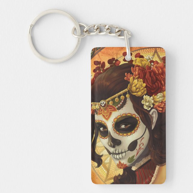 Dia De Los Muertos Throw Pillow Key Ring (Front)