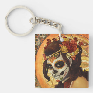 Dia De Los Muertos Throw Pillow Key Ring