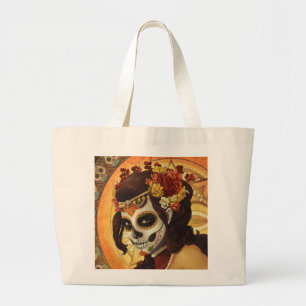Dia De Los Muertos Throw Pillow Large Tote Bag