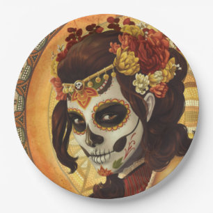Dia De Los Muertos Throw Pillow Paper Plate