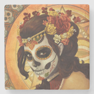 Dia De Los Muertos Throw Pillow Stone Coaster