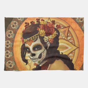 Dia De Los Muertos Throw Pillow Tea Towel