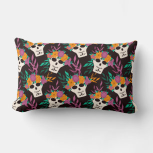 Dia de Los Muertos,traditional Mexican Halloween f Lumbar Cushion