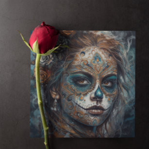 Dia de los Muertos Turquoise Face Paint Card