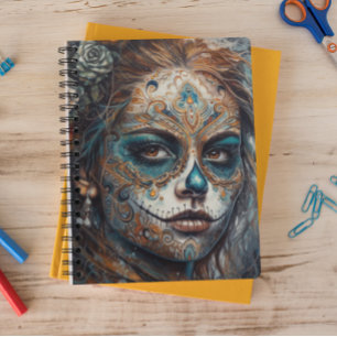 Dia de los Muertos turquoise painted face Planner