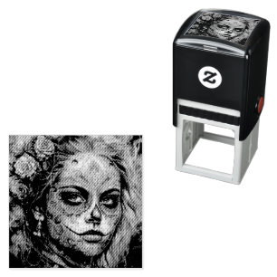 Dia de los Muertos turquoise painted face Self-inking Stamp