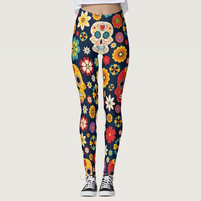Dia de los Muertos Vintage Leggings (Front)