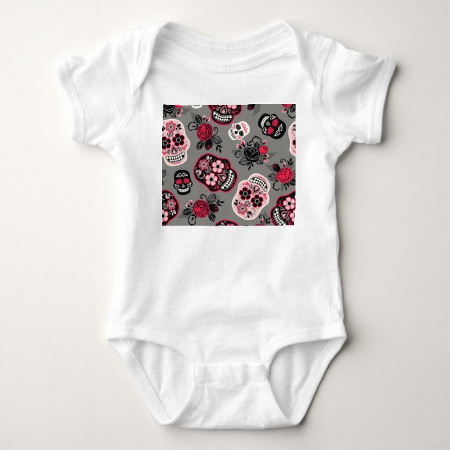 Dia de los Muertos: Vintage Pattern Baby Bodysuit (Front)
