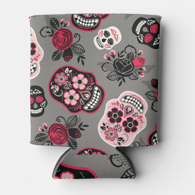 Dia de los Muertos: Vintage Pattern Can Cooler (Front)