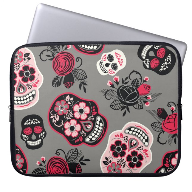 Dia de los Muertos: Vintage Pattern Laptop Sleeve (Front)