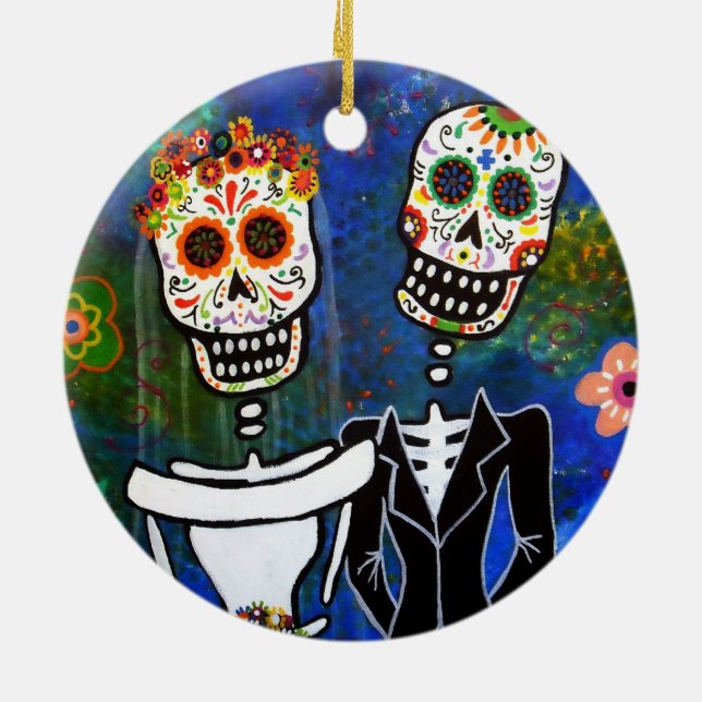 DIA DE LOS MUERTOS WEDDING CERAMIC ORNAMENT (Back)