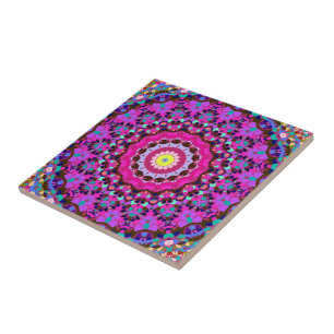 Dia de los Wild Colours Kaleidoscope Ceramic Tile