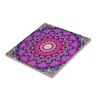 Dia de los Wild Colours Kaleidoscope Ceramic Tile