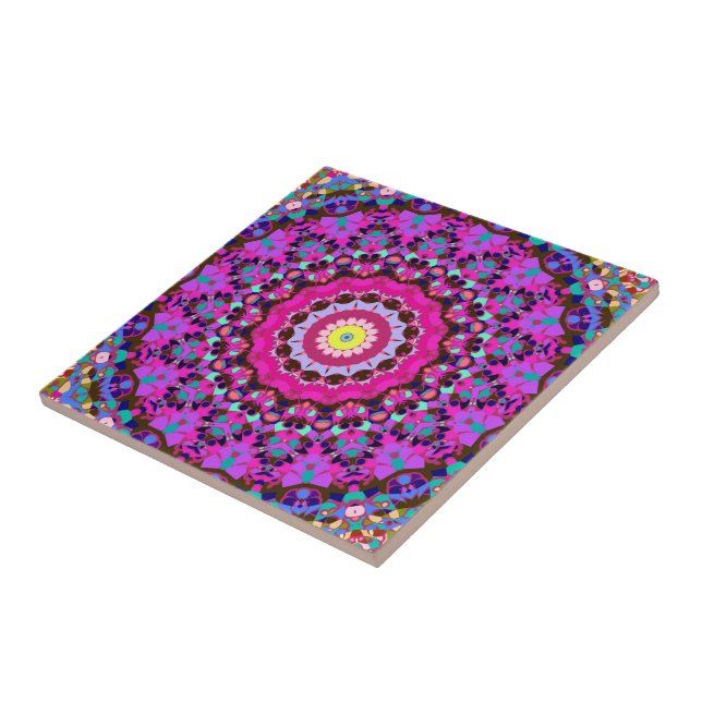 Dia de los Wild Colours Kaleidoscope Ceramic Tile (Side)