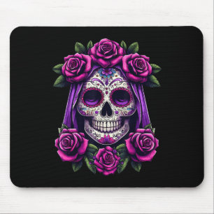 Dia De Muertos Cinco De Mayo Sugar Skull Women Pur Mouse Pad