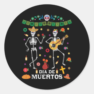 Dia De Muertos Dancing Skeleton Celebrate Hallowee Classic Round Sticker