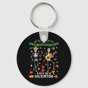 Dia De Muertos Dancing Skeleton Celebrate Hallowee Key Ring