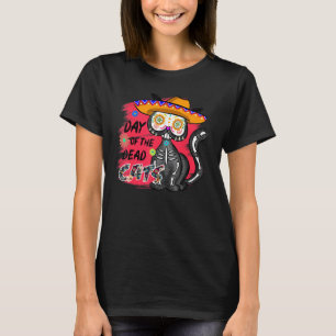 Dia de Muertos Day Of The Dead Cat Skeleton T-Shirt