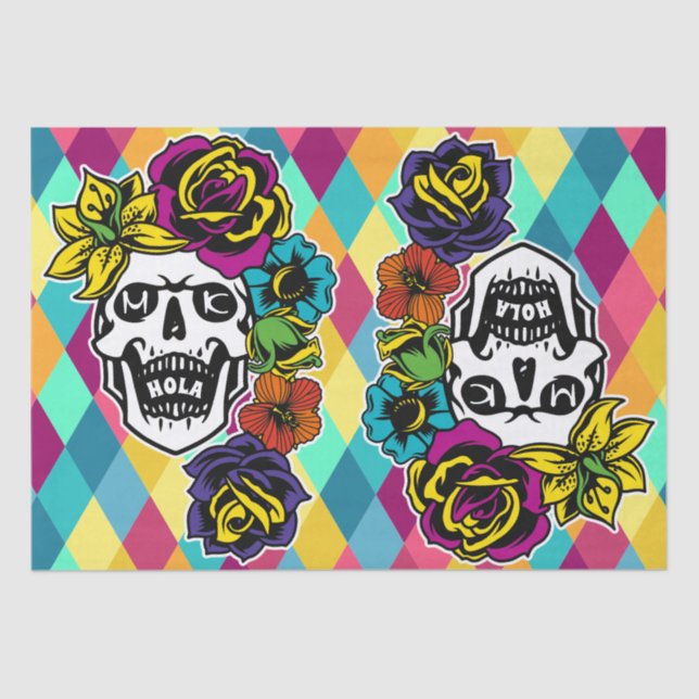 Dia de Muertos Day of the Dead Sugar Skull Custom Tissue Paper (Front)