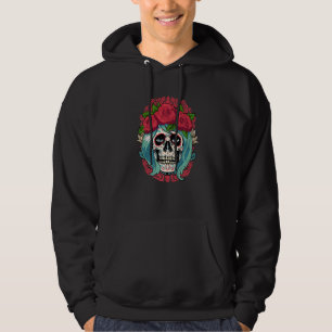 Dia De Muertos Floral Sugar Skull Women Red Day Of Hoodie