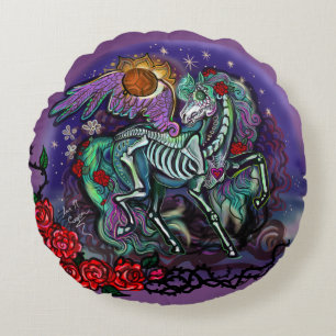 Día de Muertos Horse Round Cushion