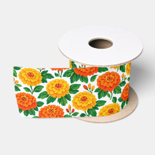 Dia de Muertos, Marigold Fiesta Satin Ribbon