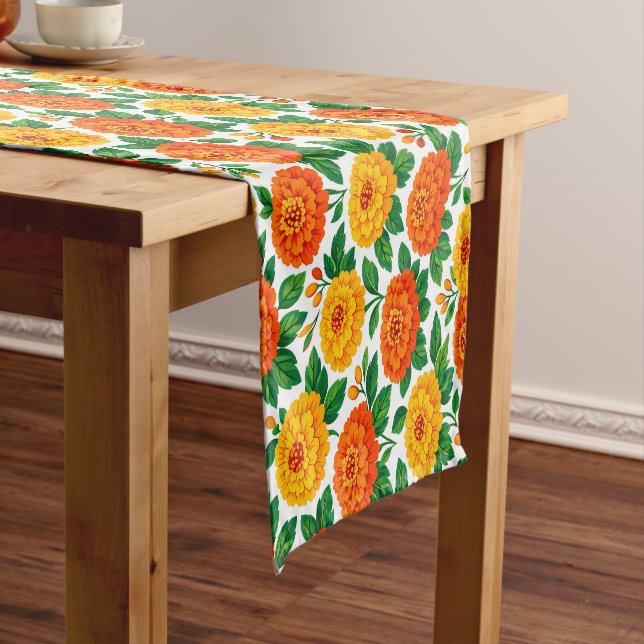 Dia de Muertos, Marigold Fiesta Short Table Runner (In Situ)