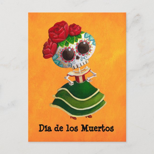 Dia de Muertos Mexican Miss Death Postcard (Front)