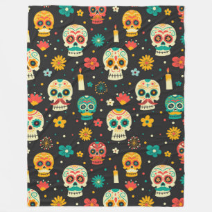 Día de Muertos Pattern Fleece Blanket