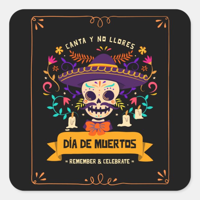 Dia de muertos Skull day of the dead Square Sticker (Front)