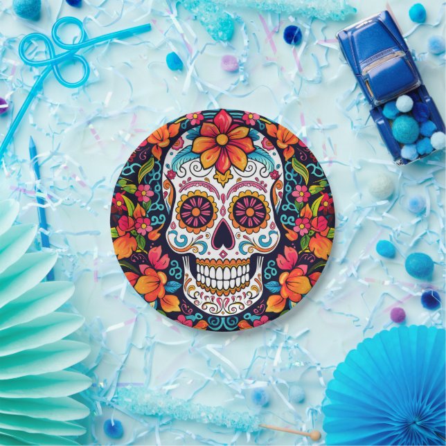 Dia de Muertos☠️ Sugar Skull  Paper Plate (Party)