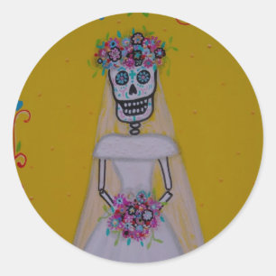 DIA DEL MUERTOS BRIDE CLASSIC ROUND STICKER