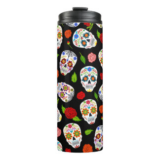 Dia Los Muertos: sugar skulls pattern. Thermal Tumbler