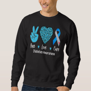 Diabete Awareness Peace Love Cure Leopard World Di Sweatshirt